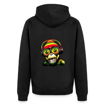 Singe avec écouteurs, lunettes de soleil, musique reggae - Veste à capuche bio Premium Unisexe - noir - Dos - Nico (187cm)