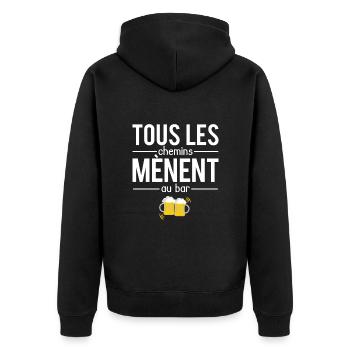 Tous les chemins mènent au bar apéro alcool humour - Veste à capuche bio Premium Unisexe - noir - Dos - Nico (187cm)