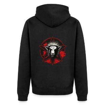 Schwarzes Schaf Anarchist Revolution Widerstand - Unisex Premium Bio Zip Hoodie - Schwarz - Hinten - Nico (187cm)