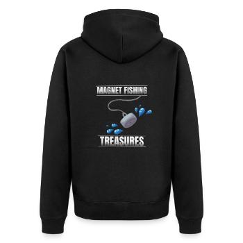 Magnetfischen - Unisex Premium Bio Zip Hoodie - Schwarz - Hinten - Nico (187cm)