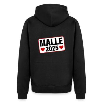 Malle 2025 Heart - Unisex Premium Organic Zip Hoodie - black - Back - Nico (187cm)