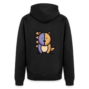 Lustiger Cartoon Drachen-Bär - Unisex Premium Bio Zip Hoodie - Schwarz - Hinten - Nico (187cm)