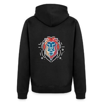 Wise Lion - Unisex Premium Organic Zip Hoodie - black - Back - Nico (187cm)