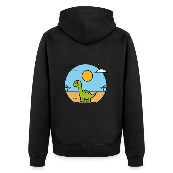 Dinosaurs on the beach - Unisex Premium Organic Zip Hoodie - black - Back - Nico (187cm)