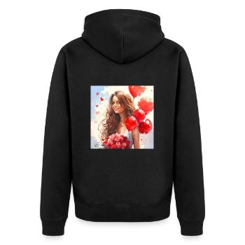 Woman in Love - Unisex Premium Organic Zip Hoodie - black - Back - Nico (187cm)