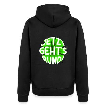 Jetzt gehts rund 3D - Unisex Premium Bio Zip Hoodie - Schwarz - Hinten - Nico (187cm)