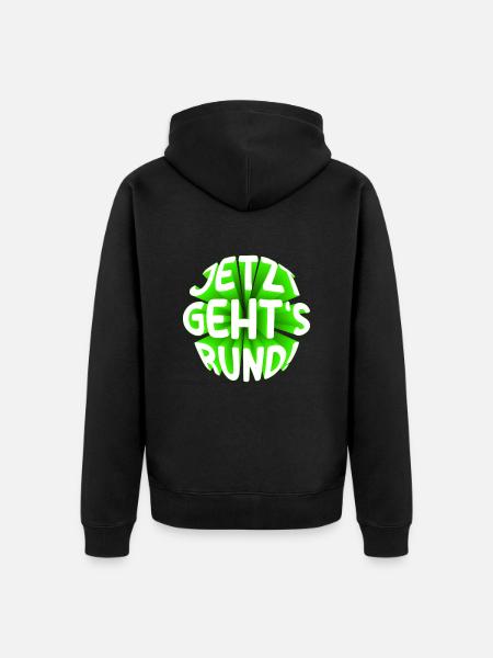 Jetzt gehts rund 3D - Unisex Premium Bio Zip Hoodie - Schwarz