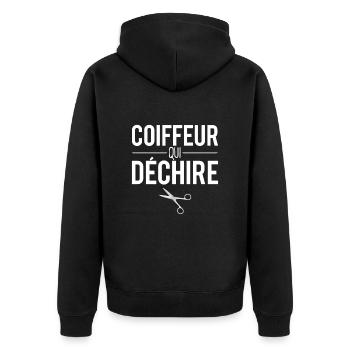 Coiffeur qui déchire meilleur coiffeur humour - Veste à capuche bio Premium Unisexe - noir - Dos - Nico (187cm)