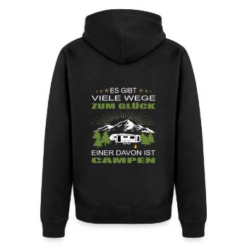 Bus Camping Camper Wohnwagen Glück - Unisex Premium Bio Zip Hoodie - Schwarz - Hinten - Nico (187cm)