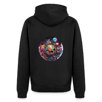 Planet - Unisex Premium Organic Zip Hoodie - black - Back - Nico (187cm)