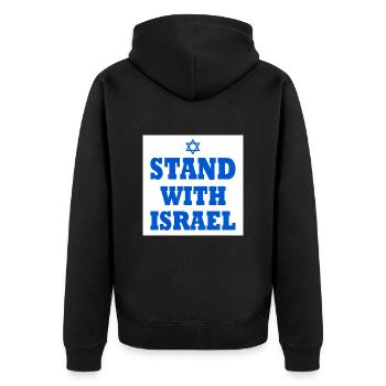 Stand with israel - Unisex Premium Bio Zip Hoodie - Schwarz - Hinten - Nico (187cm)