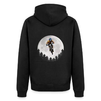Mountain Bike Moon Mountain Biker Moon - Unisex Premium Organic Zip Hoodie - black - Back - Nico (187cm)