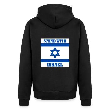 Stand with israel - Unisex Premium Bio Zip Hoodie - Schwarz - Hinten - Nico (187cm)