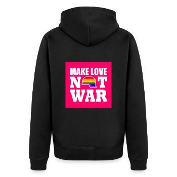 Make love not war - Unisex Premium Organic Zip Hoodie - black - Back - Nico (187cm)