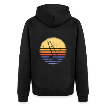 Sport Rétro Coucher de soleil Planche à voile - Veste à capuche bio Premium Unisexe - noir - Dos - Nico (187cm)