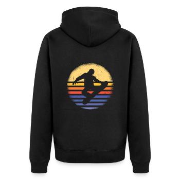 Sport Retro Sunset Snowboarding - Unisex Premium Bio Zip Hoodie - Schwarz - Hinten - Nico (187cm)