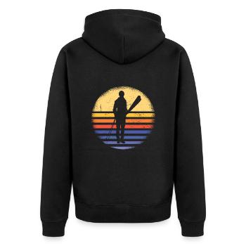 Sport Retro Sunset Skiing - Unisex Premium Bio Zip Hoodie - Schwarz - Hinten - Nico (187cm)