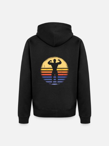 Sport Retro Sunset Bodybuilding - Unisex Premium Organic Zip Hoodie - black