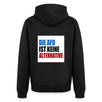 die afd ist keine alternative - Unisex Premium Bio Zip Hoodie - Schwarz - Hinten - Nico (187cm)