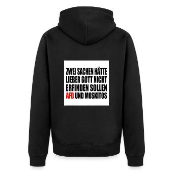 Fck afd - Unisex Premium Bio Zip Hoodie - Schwarz - Hinten - Nico (187cm)