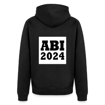 Abi 2024 - Unisex Premium Bio Zip Hoodie - Schwarz - Hinten - Nico (187cm)