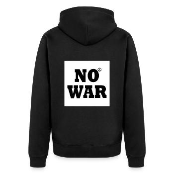 No war - Unisex Premium Organic Zip Hoodie - black - Back - Nico (187cm)