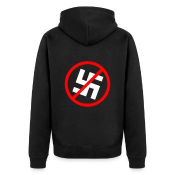 Against nazis swastika symbol - Unisex Premium Organic Zip Hoodie - black - Back - Nico (187cm)