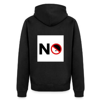 To the right - Unisex Premium Organic Zip Hoodie - black - Back - Nico (187cm)