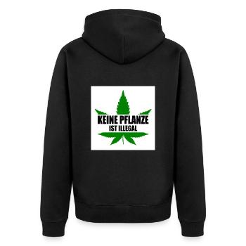 keine pflanze ist illegal - Unisex Premium Bio Zip Hoodie - Schwarz - Hinten - Nico (187cm)