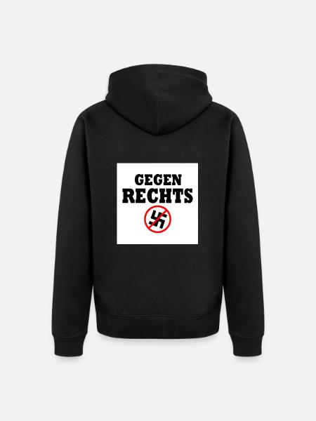 Gegen rechts - Unisex Premium Bio Zip Hoodie - Schwarz