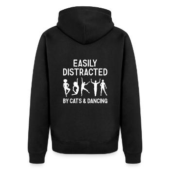 Dancer Easily Distracted By Cats And Dancing - Unisex Premium Bio Zip Hoodie - Schwarz - Hinten - Nico (187cm)