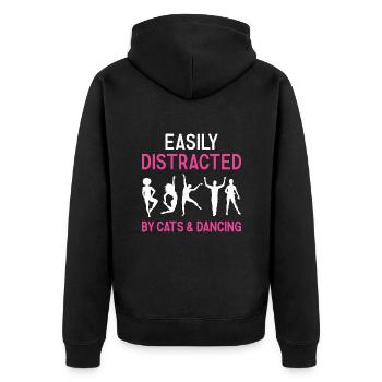 Dancer Easily Distracted By Cats And Dancing - Unisex Premium Bio Zip Hoodie - Schwarz - Hinten - Nico (187cm)