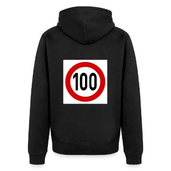 Speed limit 100 - Unisex Premium Organic Zip Hoodie - black - Back - Nico (187cm)