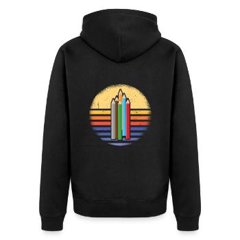 Drawer Retro Sunset Drawing - Unisex Premium Bio Zip Hoodie - Schwarz - Hinten - Nico (187cm)