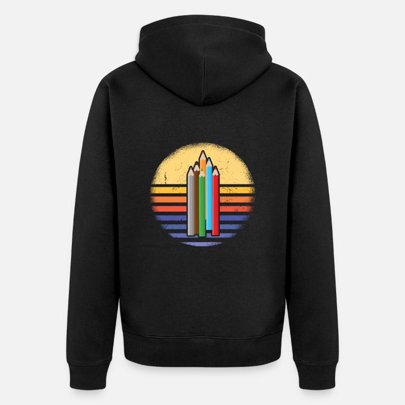 Drawer Retro Sunset Drawing - Unisex Premium Bio Zip Hoodie - Schwarz