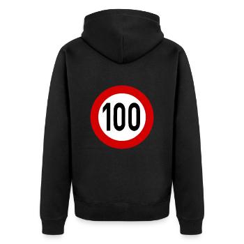 Speed limit 100 - Unisex Premium Organic Zip Hoodie - black - Back - Nico (187cm)