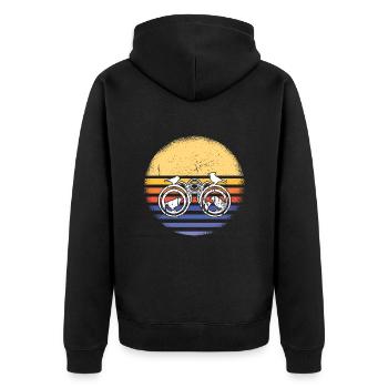 Bird Watcher Retro Sunset Bird Watching - Unisex Premium Bio Zip Hoodie - Schwarz - Hinten - Nico (187cm)