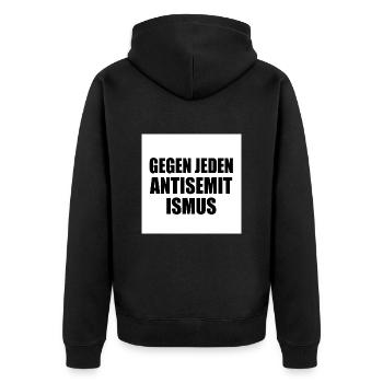 Against all anti-Semitism - Unisex Premium Organic Zip Hoodie - black - Back - Nico (187cm)