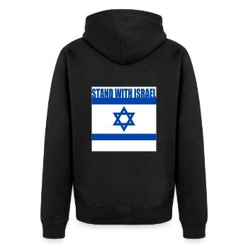 Stand with israel - Unisex Premium Bio Zip Hoodie - Schwarz - Hinten - Nico (187cm)