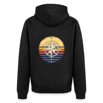 Geocacher Retro Sunset Geocaching - Unisex Premium Organic Zip Hoodie - black - Back - Nico (187cm)