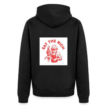 Eat the rich - Karl Marx Eat Döner Kebab Rich - Unisex Premium Bio Zip Hoodie - Schwarz - Hinten - Nico (187cm)