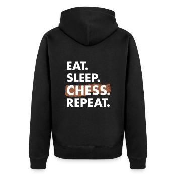Chess Player Eat Sleep Chess - Unisex Premium Organic Zip Hoodie - black - Back - Nico (187cm)