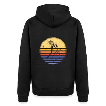 Comedian Retro Sunset Stand Up Comedy - Unisex Premium Organic Zip Hoodie - black - Back - Nico (187cm)