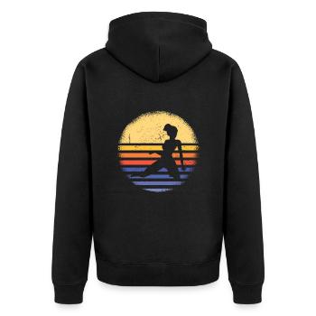 Gymnast Retro Sunset Rhythmic Gymnastics - Unisex Premium Bio Zip Hoodie - Schwarz - Hinten - Nico (187cm)