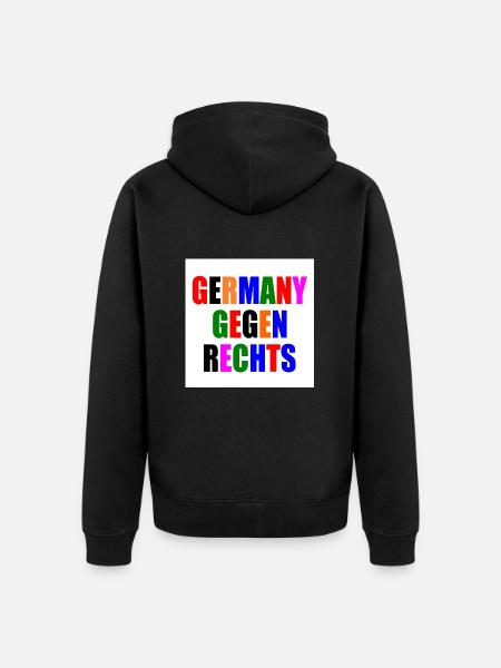 Germany gegen rechts - Unisex Premium Bio Zip Hoodie - Schwarz