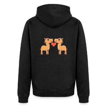 Couple Chameau Coeur - Veste à capuche bio Premium Unisexe - noir - Dos - Nico (187cm)