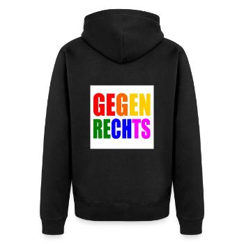 Gegen rechts - Unisex Premium Bio Zip Hoodie - Schwarz - Hinten - Nico (187cm)