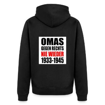 Omas gegen rechts - Unisex Premium Bio Zip Hoodie - Schwarz - Hinten - Nico (187cm)