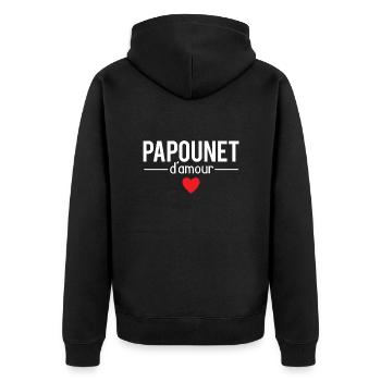 Papounet d'amour meilleur papa fête des pères - Veste à capuche bio Premium Unisexe - noir - Dos - Nico (187cm)