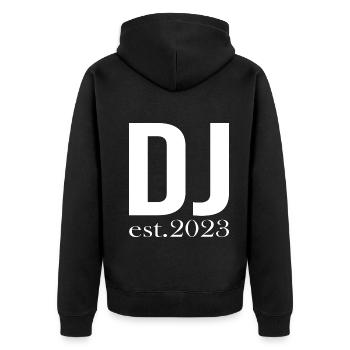 Festival - Unisex Premium Organic Zip Hoodie - black - Back - Nico (187cm)